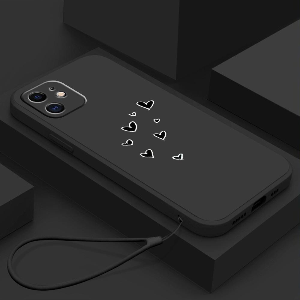 N83 Сердце и лист с ремешком Силиконовые чехлы для телефонов с прямым краем для Xiaomi Poco X5 F6 Redmi Note 13 Pro 12C Realme C55 Противоударный чехол Huawei