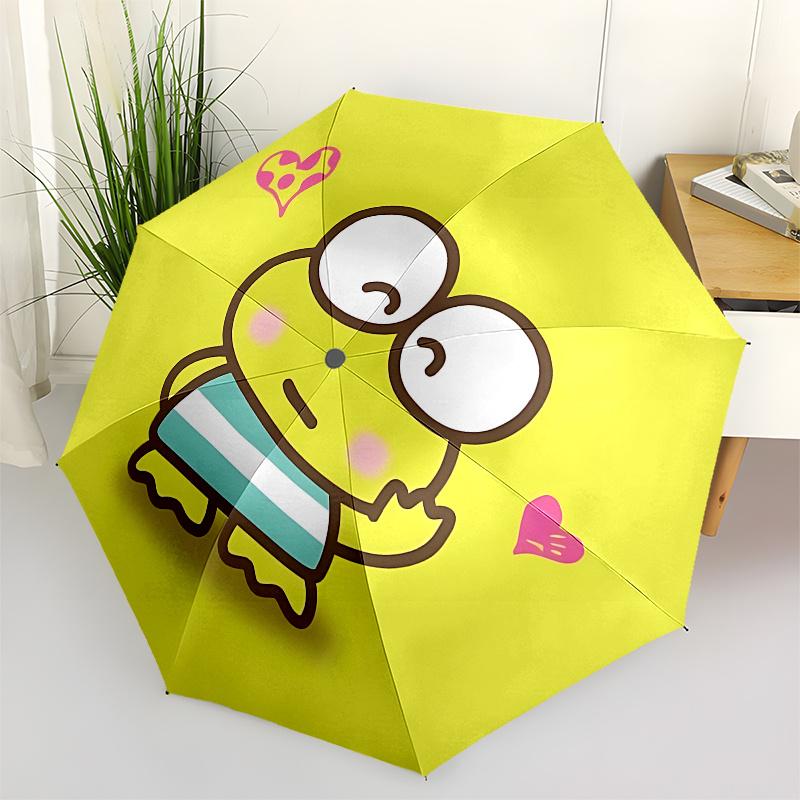 KEROKEROKEROPPI Automatic Open/Close Umbrella-Cute Umbrella with Cute Design, Portable 3-Fold Compact Umbrella for Men & Women, Halloween Ch