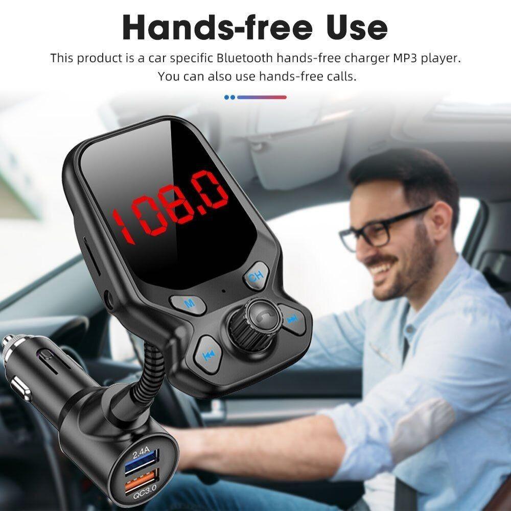 Беспроводной автомобильный FM-передатчик, радиоадаптер, USB-зарядное устройство для голосового вещания