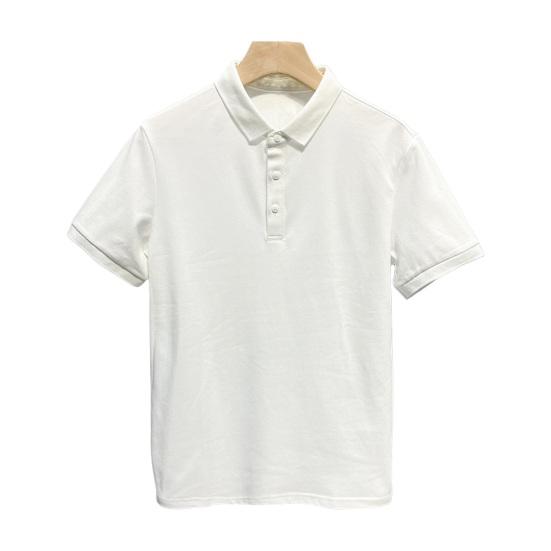 Мужская летняя футболка, сплошной цвет, ледяной шелк, свободный отложной воротник, короткие рукава, мягкий дышащий легкий пуловер на пуговицах, деловой офисный топ