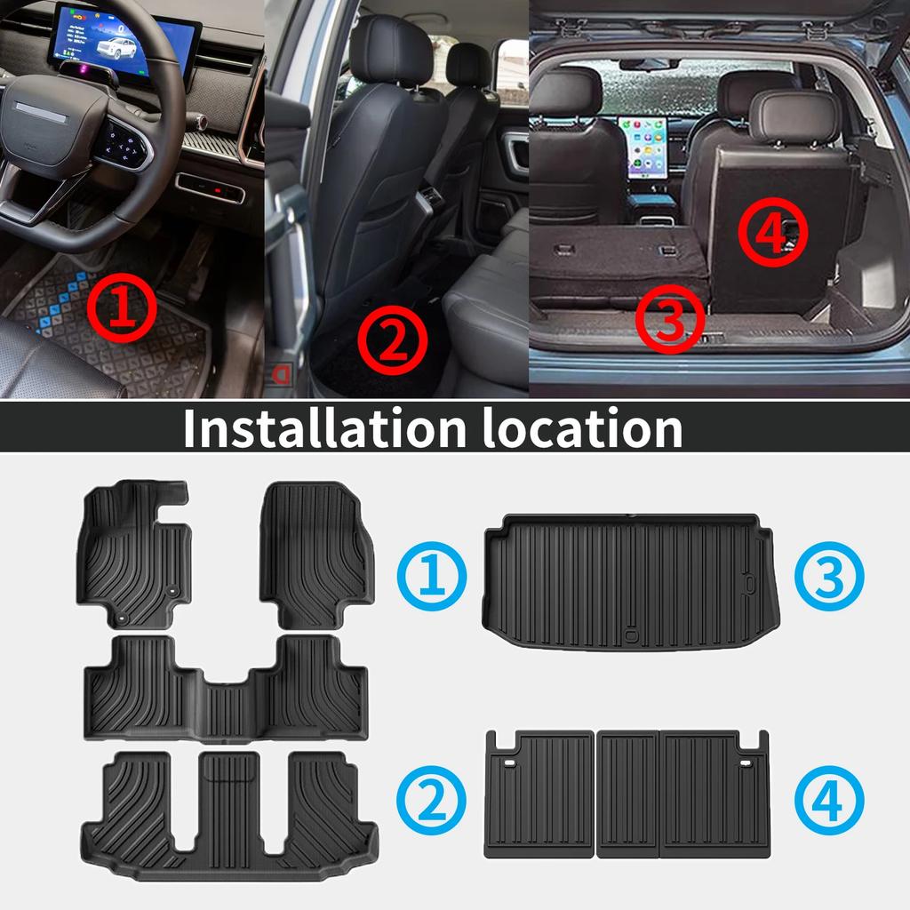 for Toyota Highlander 2020-2025 2026 7 Seats Gas& Hybrid LHD RHD TPE Car Trunk Mats & Seat Back Bottom All Season Accessories