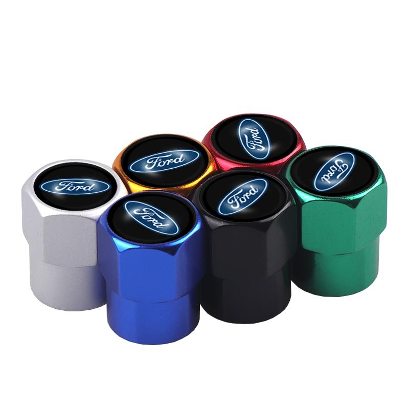 LLK1 4Pcs Car Tire Valve Cover Wheel Protection Dust Caps Auto Accessories For Ford Focus Mondeo Mustang Kuga MK2 MK3 Party ST Line