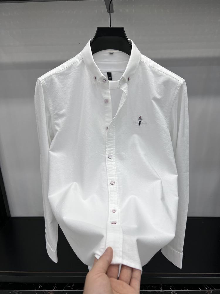 Рубашка Tommy 2024 Осень/Зима с длинным рукавом из мягкого матового оксфордского хлопка с вышивкой