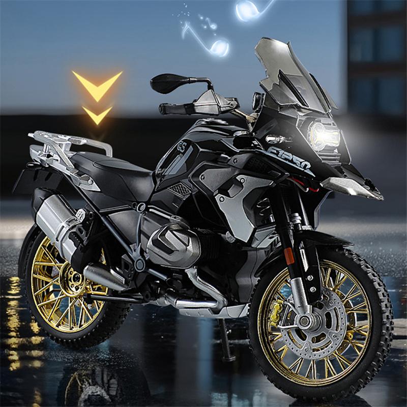 1/10 R1250 Gs Adv Литой Металлический Гоночный Мотоцикл Модель Уличный Спортивный Мотоцикл Игрушка для Детей Подарок со Звуком и Светом