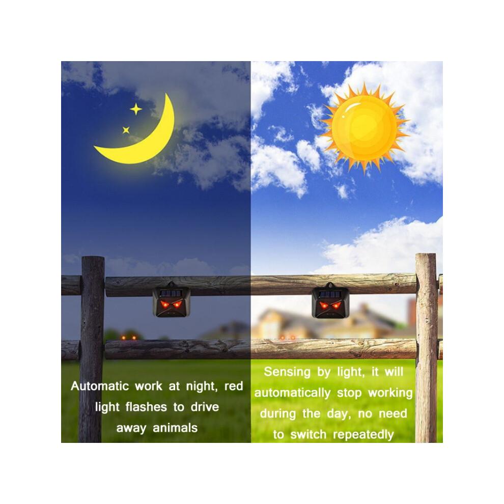 Répulsif nocturne pour animaux à flash solaire haute fréquence (Hibou noir)