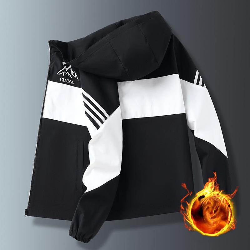 Куртка с капюшоном, мужская, весна-осень, корейская версия, свободная, подходящая по цвету, куртка для активного отдыха, трендовая повседневная куртка