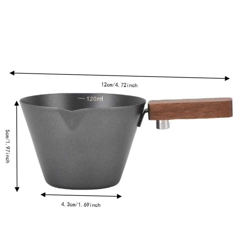 White/Black Finish Coffee Measuring Mug Wooden Handle Stainless Steel Measuring Cup Cafe Use