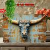 Rustic Iron Wall Hanging Decorative Sign Western Bull Skull with Weathered Finish Wall Mounted Plaque Multipurpose Metal Art
