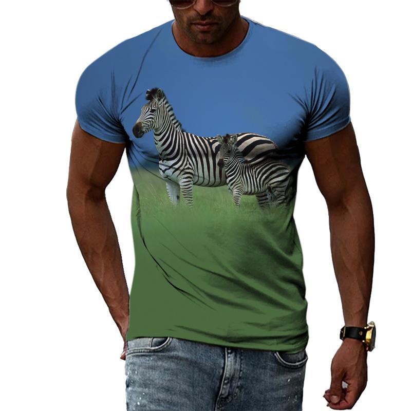 Летняя мужская оригинальная футболка с принтом зебры и 3D модными повседневными индивидуальными футболками с круглым вырезом и рисунком, футболки в стиле Харадзюку в стиле хип-хоп