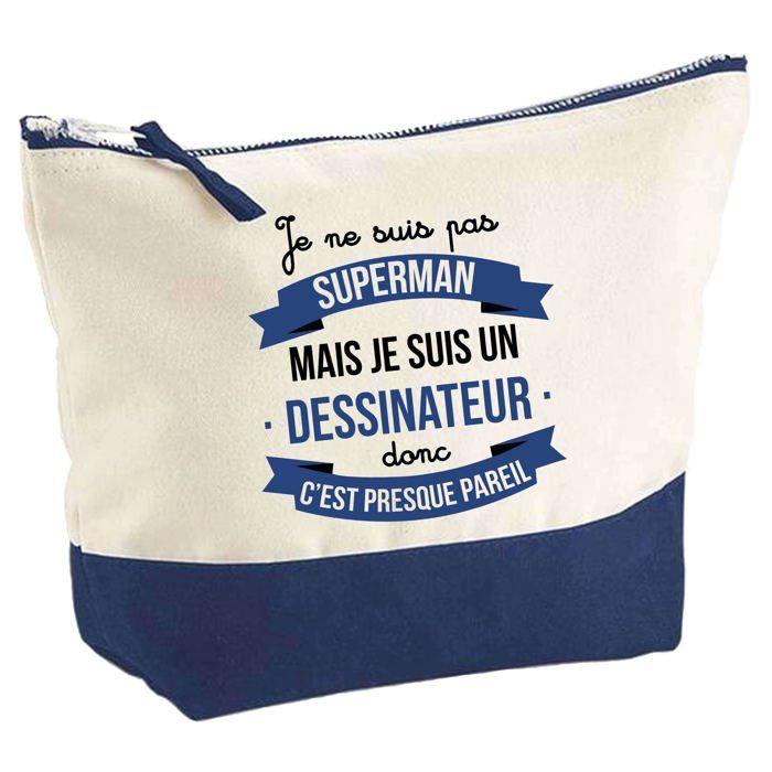 Trousse de maquillage - PLANETEE - Dessinateur Superman - Grand format - Coton - Impression HD - Fabriquée en France