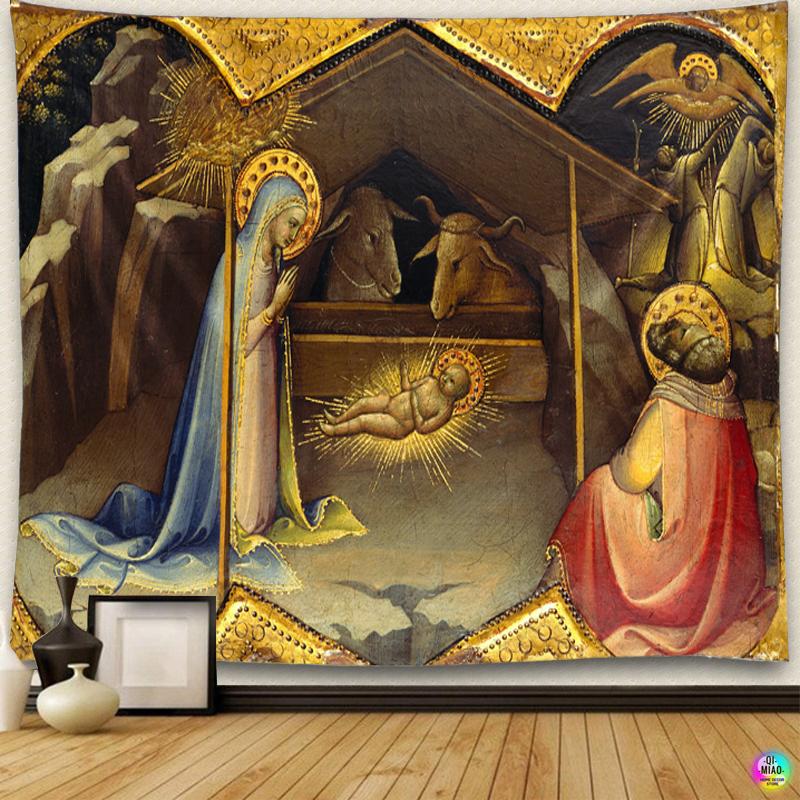 Рождественский гобелен, сцена Рождества, настенный гобелен, Иисус Ангел, Пасхальный декор стен, гобелены с изображением Христа, ясли для украшения дома