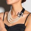 Vintage Geometric Square Imitation Pearls Multi-layer Necklace for Women Fashion Necklaces GZW