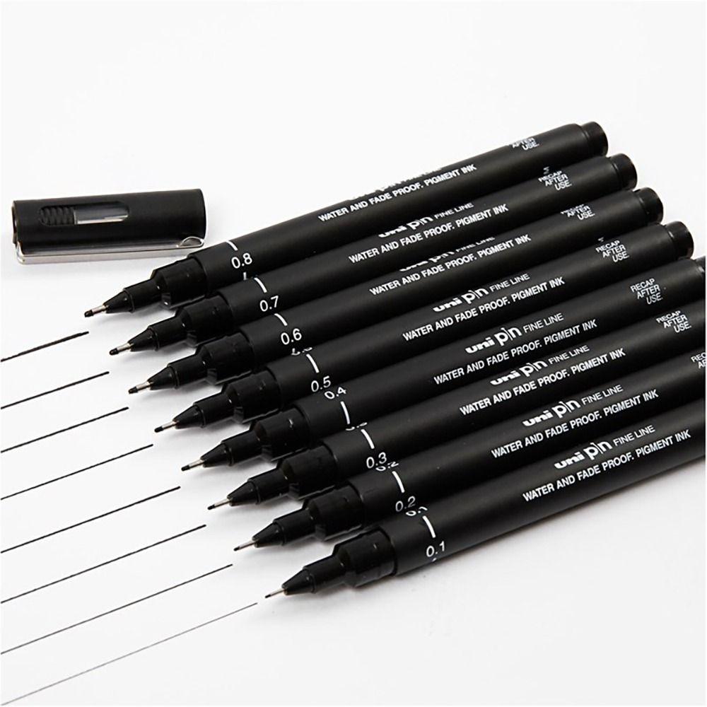 6Pcs/lot Ultra Fine Line Fineliner Black Ink Art Marker New Pin Drawing Pen Drawing Sketch Manga