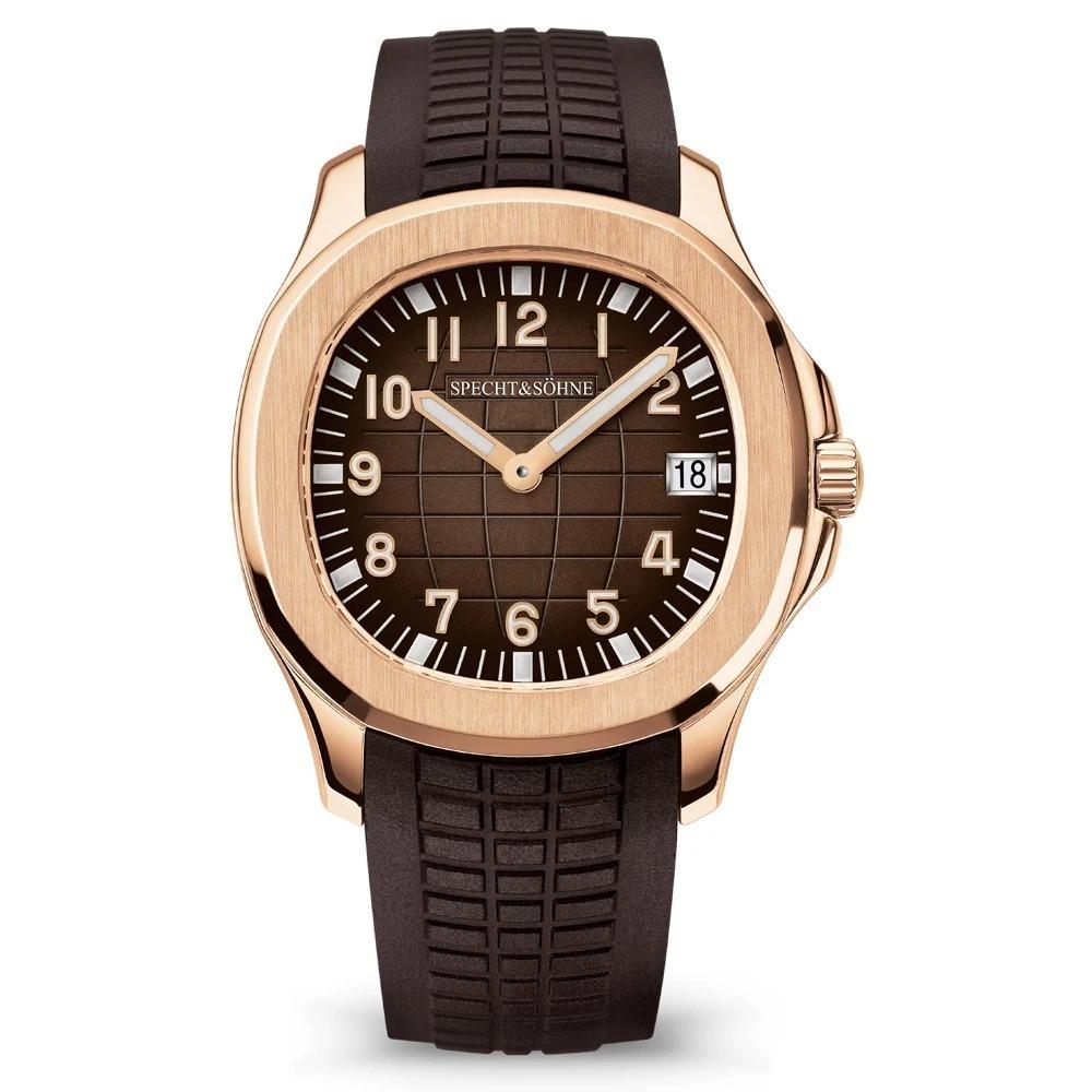 Specht & Söhne New 40.8MM Men's Watches Ultrathin Steel Rubber Strap Japan Quartz Movt Wristwatch Sapphire Crystal Waterproof