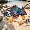 Custom Name Personalized NFL Print Beach Towel, for Trip Camping Beach Party Home Decor, Birthday Gift for Family & Friends