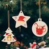 Unfinished Wood Blanks 10Pcs 2D Wooden Christmas Ornaments, Blank DIY Craft Hanging Tags, Indoor Festive Decor Tree Decorations, Slices for