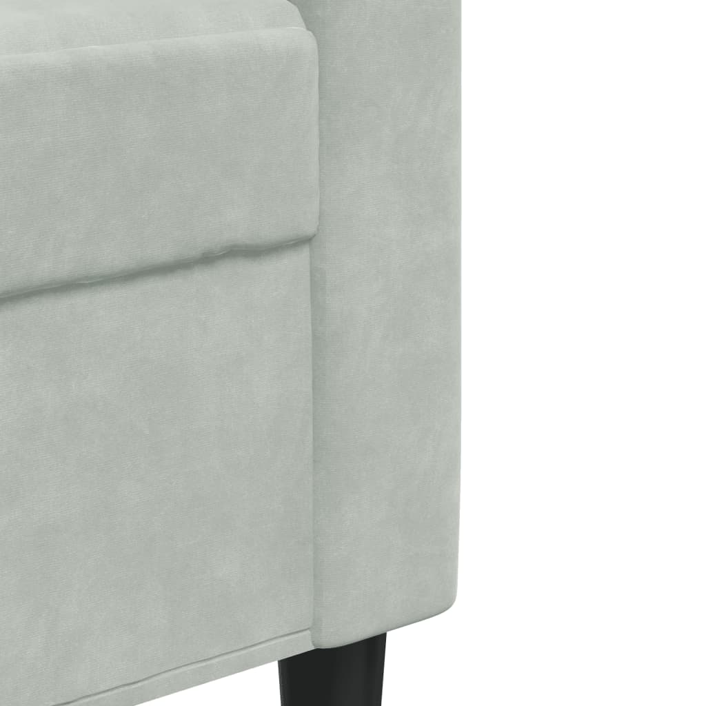 3 Piece Sofa Set with Cushions Light Grey Velvet