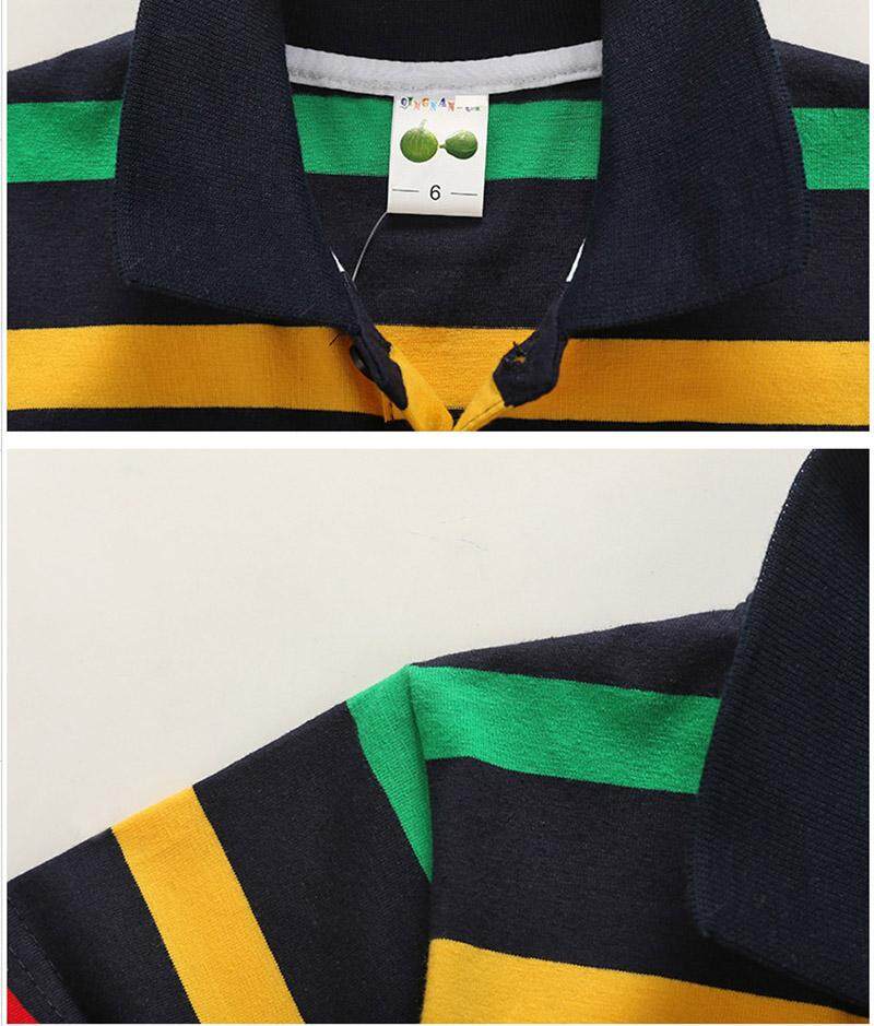 Школьные рубашки поло, летние детские хлопковые топы с короткими рукавами в полоску для мальчиков