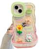 Applicable To Apple 15 Mobile Phone Case Iphone14 Rabbit Frog Flower Doll Chain 13 Wavy Edge Invisible Double Bracket