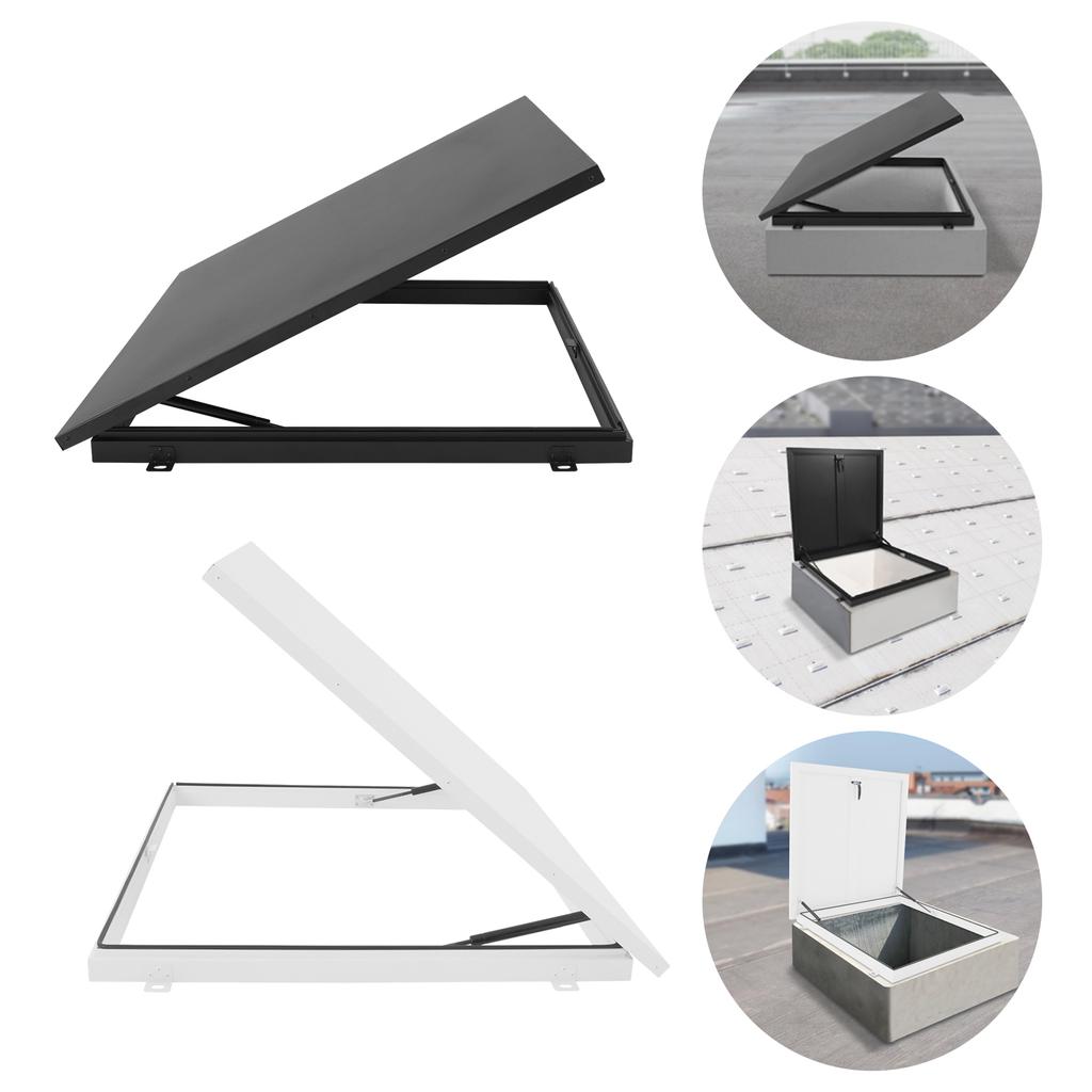 23,6*23,6 дюйма/31,5*31,5 дюйма Люк на крыше из алюминиевого сплава, Черный/Белый Квадратный Люк для выхода на крышу для жилого здания