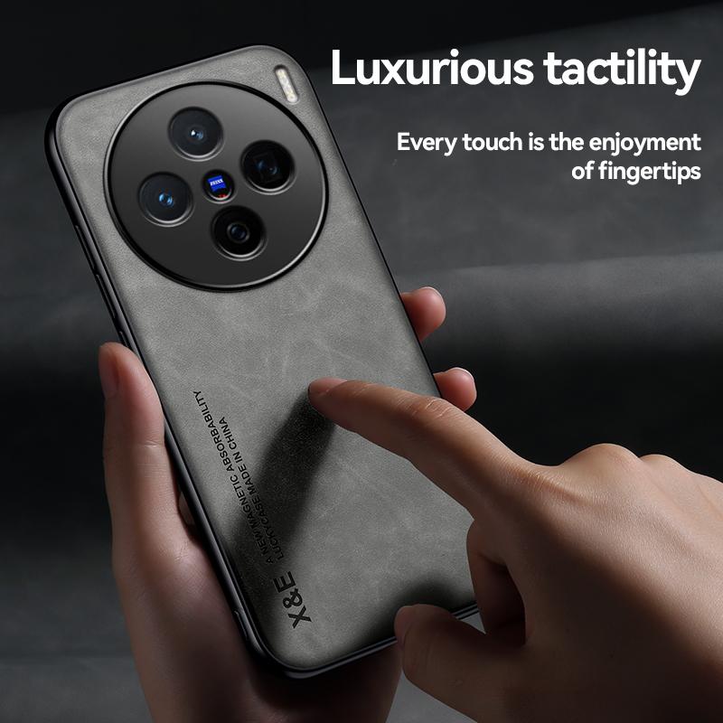 KEYSION Роскошный ретро чехол из искусственной кожи для VIVO X200 X200 Pro 5G Мягкий силиконовый + противоударный чехол для телефона из ПК для VIVO X200 Pro