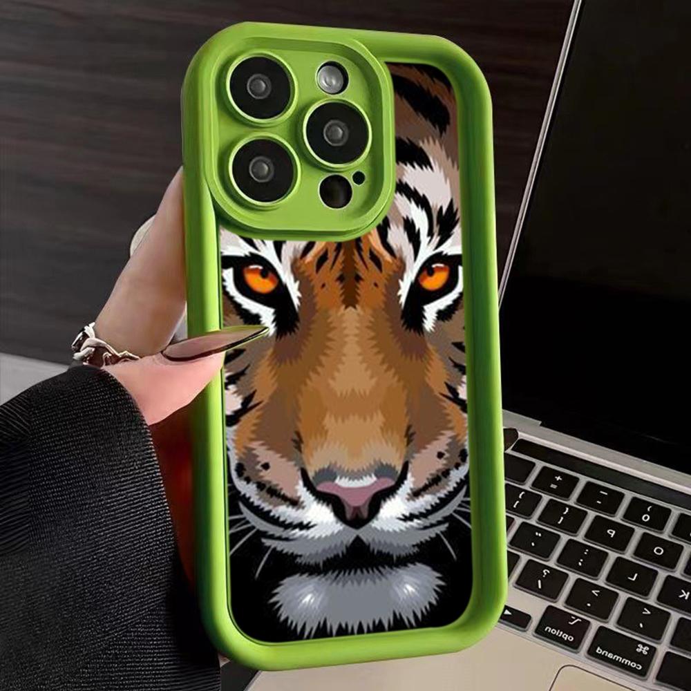 LZ30 Tiger Lion Cat Silicone Phone Case for iPhone 11 13 14 15 16 Pro Max 7 8 16 Plus 12 Mini XS Max XR Shockproof Back Cover