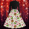 Рождественское расклешенное платье для женщин, платье с длинным рукавом, вечерние повседневные платья