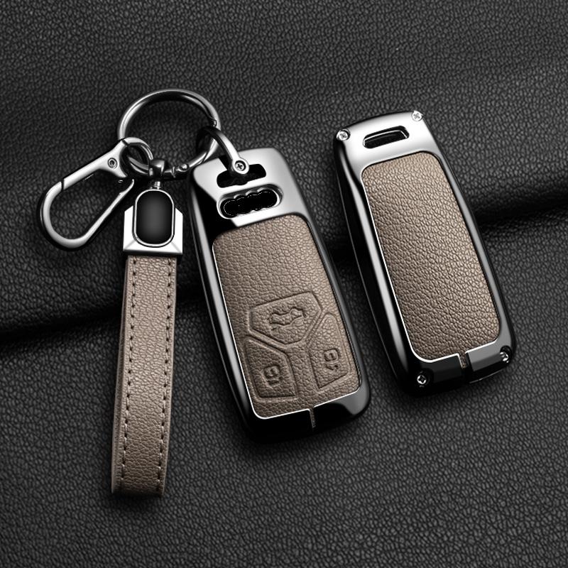 Чехол для ключей из цинкового сплава и кожи для A5 A6 A7 A8 A4 RS3 RS4 SLINE Q3 Q5 Q7 Q8 B6 B7 B8, декоративная накладка