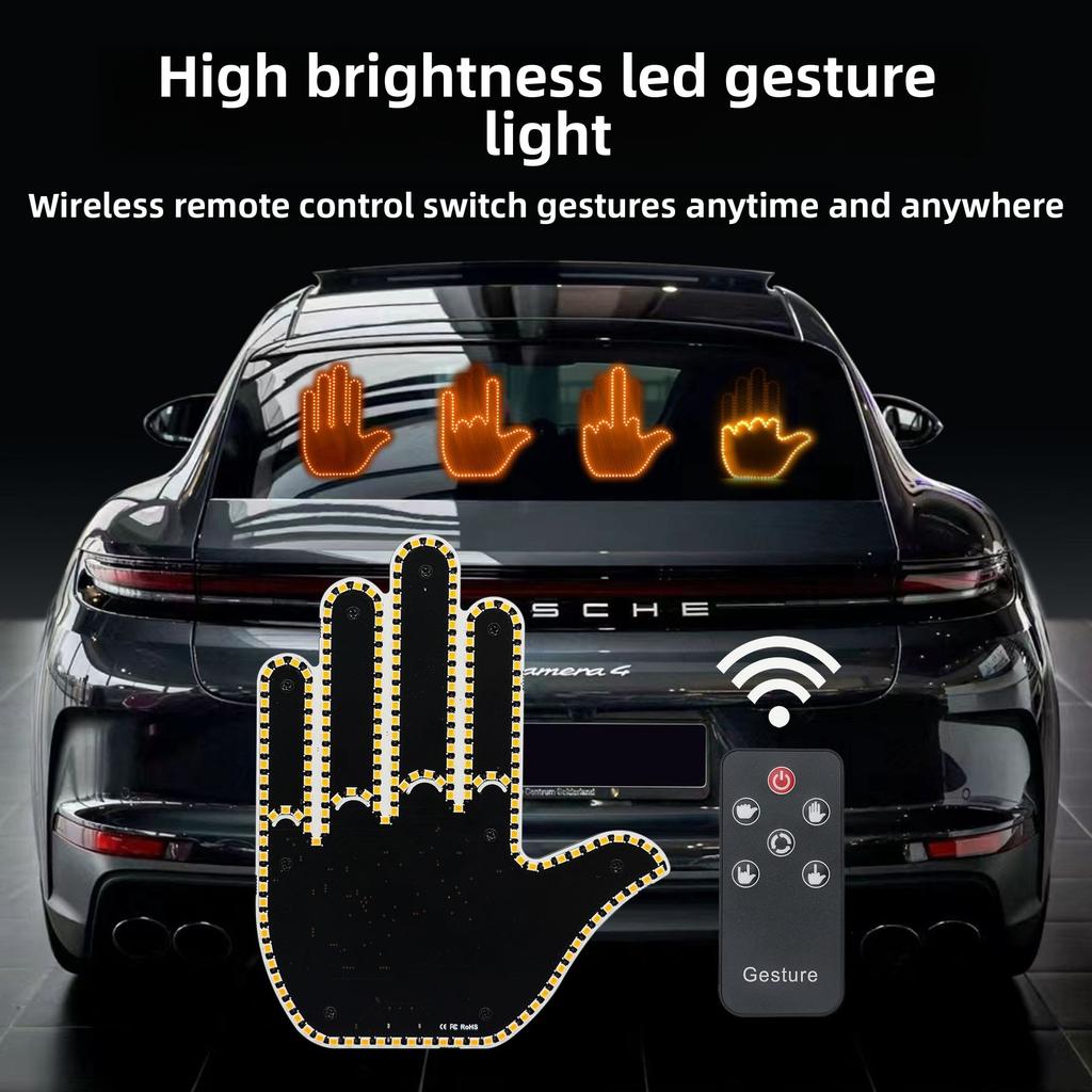 Car LED Finger Gesture Light for Rear Window LED Fun Interactive Gestures Palm Light Decoration