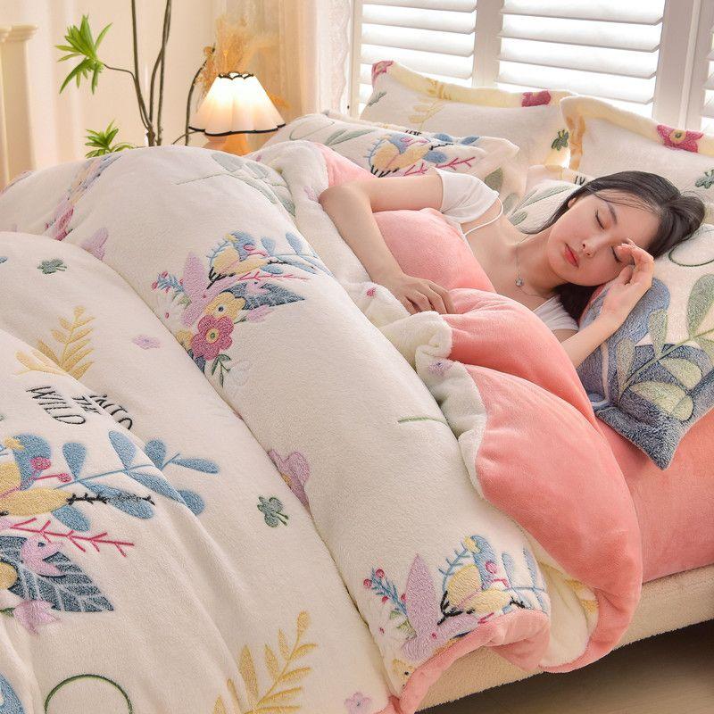 WOSTAR Winter Warm Plush Quilt Cover 220X240 Fluffy Velvet Fleece Luxury Double Bed Duvet Cover Couple Bedding Set King Size