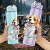 1PC Beagle Puppy Water Splash Portrait 750ml Color Plastic Sports Water Bottle Leakproof Flip Straw Lid Suitable for Sports Office Home Use