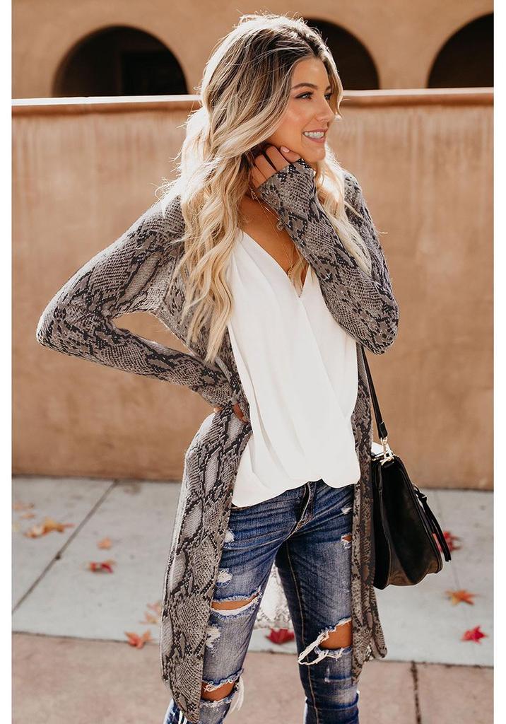 European and American Style Green Long Knitted Cardigan - Autumn/Winter Loose Jacket
