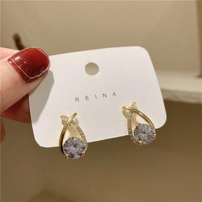 Изысканные корейские серьги-крестики с бриллиантами класса люкс