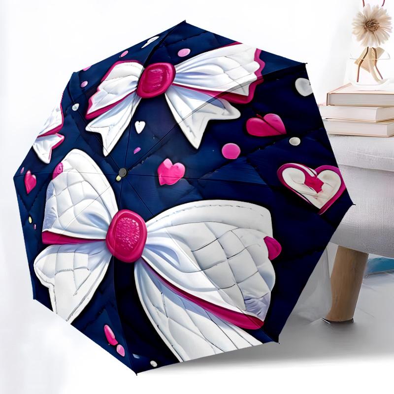 1pc Bowtie Heart Automatic Open/Close Umbrella - All-Season Portable Umbrella for Women/Men yy251213046