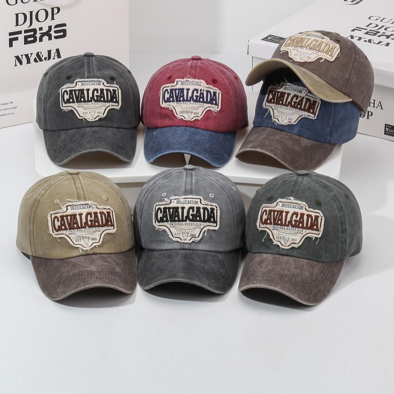 American Retro Washed Soft Top Embroidered Baseball Cap Female Face Small Sun Hat Street Casual Cap Male