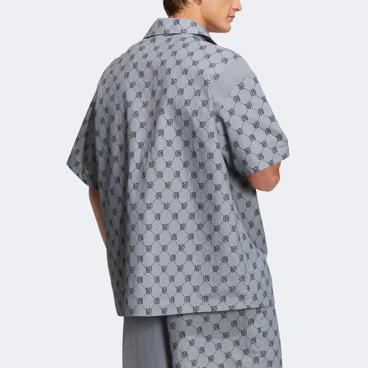 Adidas Neo Pattern Полный принт Спортивная повседневная рубашка с коротким рукавом Мужские топы Серый IB5858