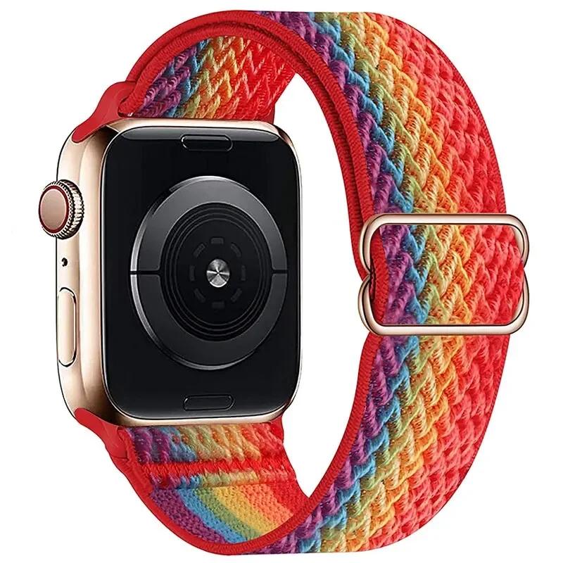Эластичный нейлоновый ремешок для Apple Watch ultra 2 49 мм Series 9/8/7 41 мм 45 мм 38/42-40 мм/44 мм Богемский браслет ремешок для iWatch 6 5 4 3 Se