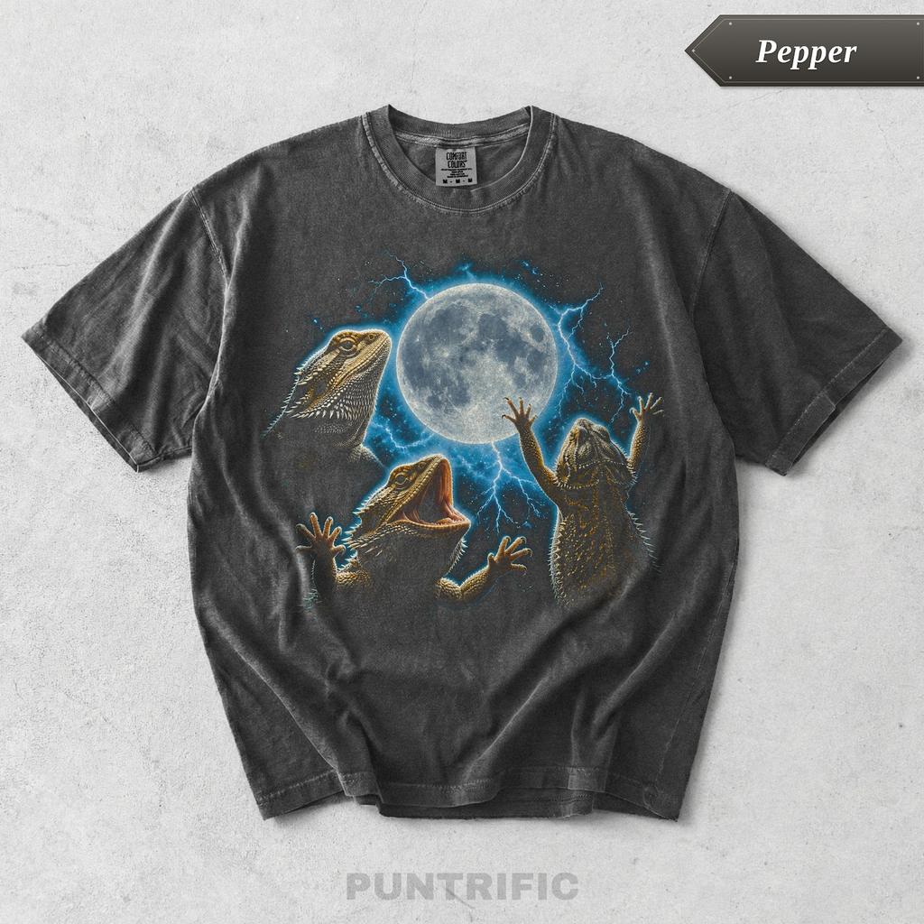 Vintage Bearded Dragon Moon Graphic Tee, Funny Lizard Moon Shirt, Retro 90s Reptile Meme Tee, Lizard Owner Gag Gift, Reptile Lover T-Shirt