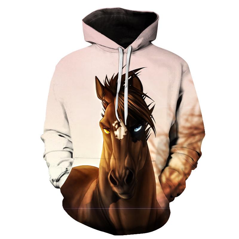 Spring Autumn Horse 3D Print Men's Hoodies Sweatshirts Animal Design Men Women Casual Streetwear Pullover Oversized Hoodie