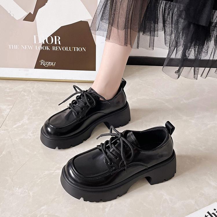 Fashion College Style Loafers Women British Style Thick-soled Leather Shoes 2024 Casual Lace Up Oxford Shoes Female Vintage Lolita Shoes