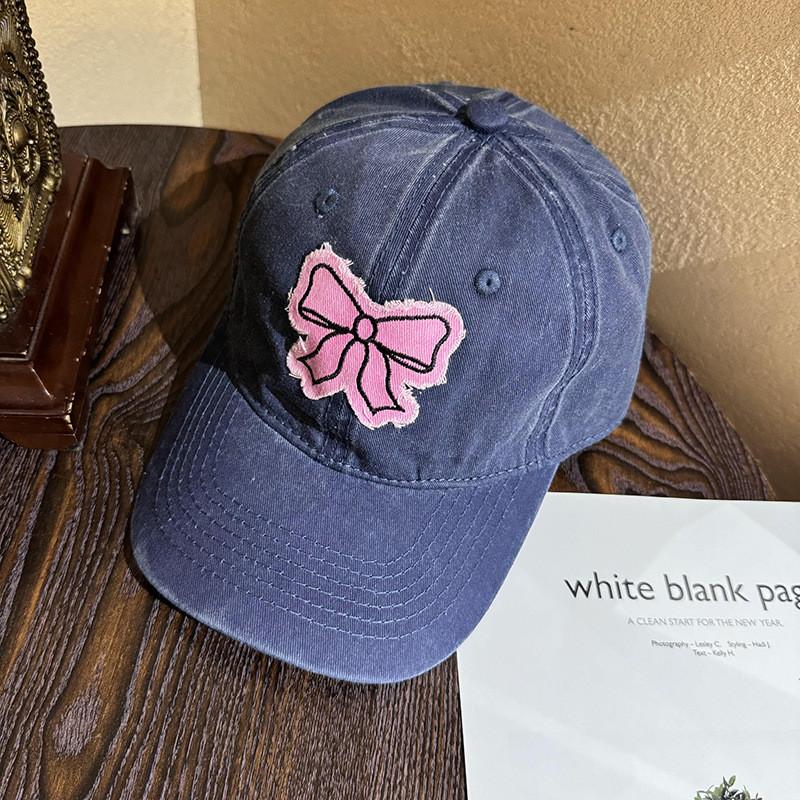 Casual Cotton Bow Baseball Cap With Curved Brim For Daily Wear In Warm Seasons