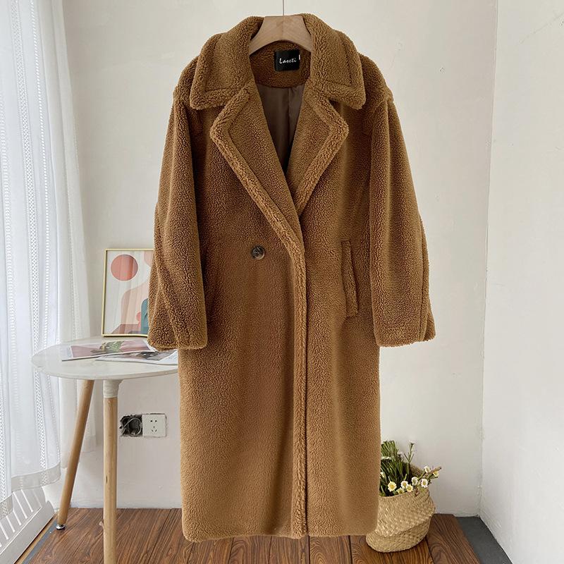 Искусственный мех пальто женское удлиненное утолщенное меховое интегрированное пальто свободного кроя ленивый стиль мех ягненка искусственный мех верх