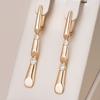 Новые Серьги-подвески цвета розового золота Серьги Женские Глянцевый металл Звено Натуральный циркон Аксессуары Повседневные Изящные украшения