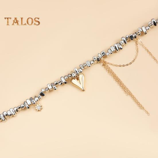 Необычный камень чокер для женщин Серебряный кисточка кулон сердце ожерелье свадебные украшения подарок для жены подруги на День святого Валентина день рождения годовщина