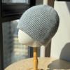New Rabbit Woolen Hat for Men and Women Autumn and Winter Knitted Plush Striped Solid Color Dome Versatile Warm Hat for Couples