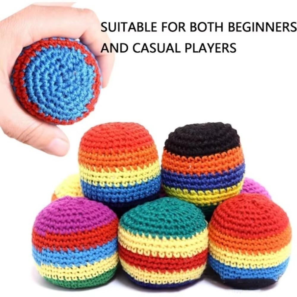 1/3/6/12Pcs Multicolored Foot Bag Crochet Balls Geometric Pattern Crochet Kick Sack Outdoor Toy