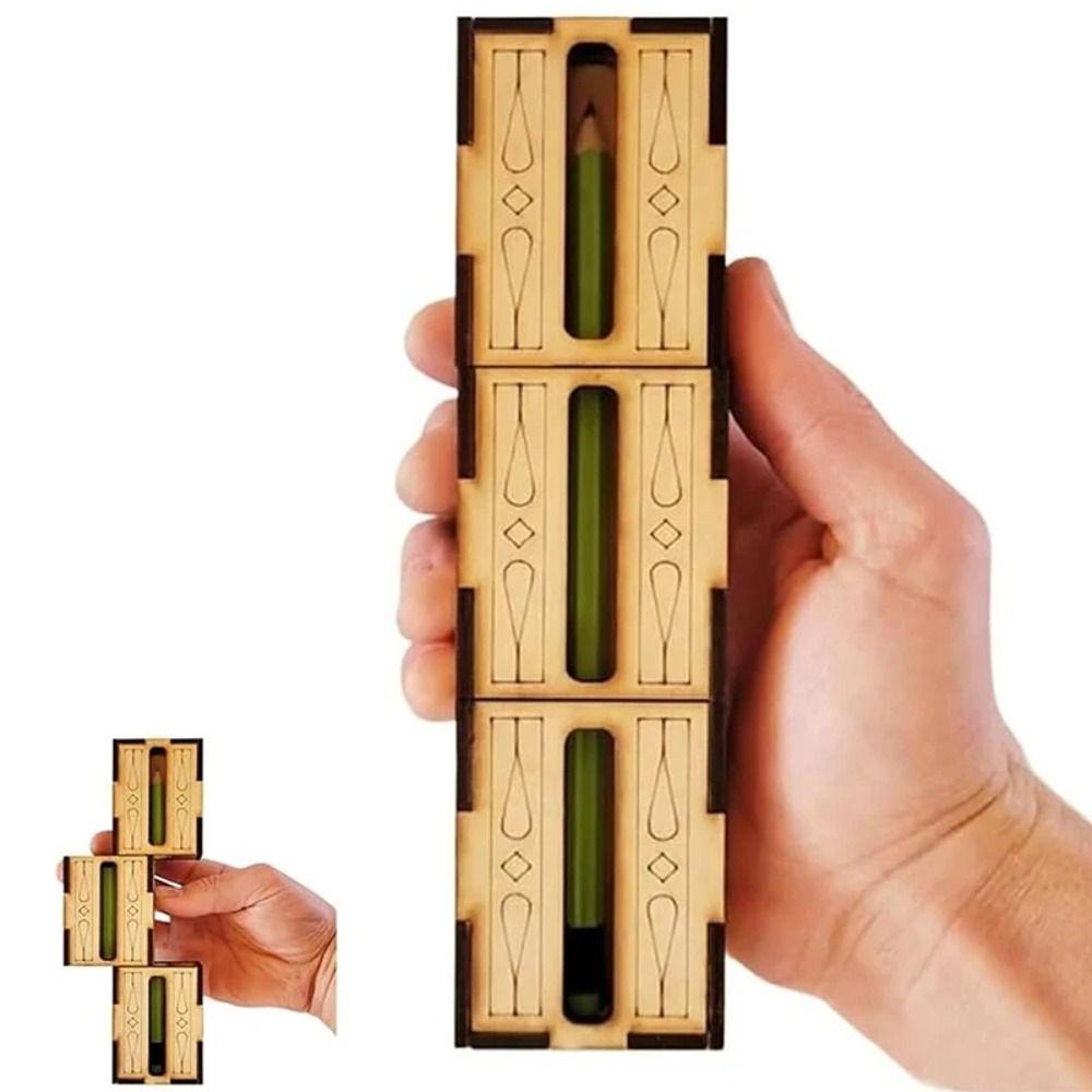 Wooden Finger Magic Trick Toy Assembling Magic Pencil Box Creative Wooden DIY Magic Set Kids Gifts