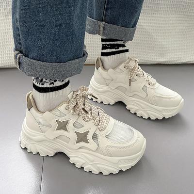 Мода Летняя Мода Папины Кроссовки для Женщин 2024 Новые Легкие Ретро Дышащие На Толстой Подошве Кроссовки Сетка Повседневная Обувь