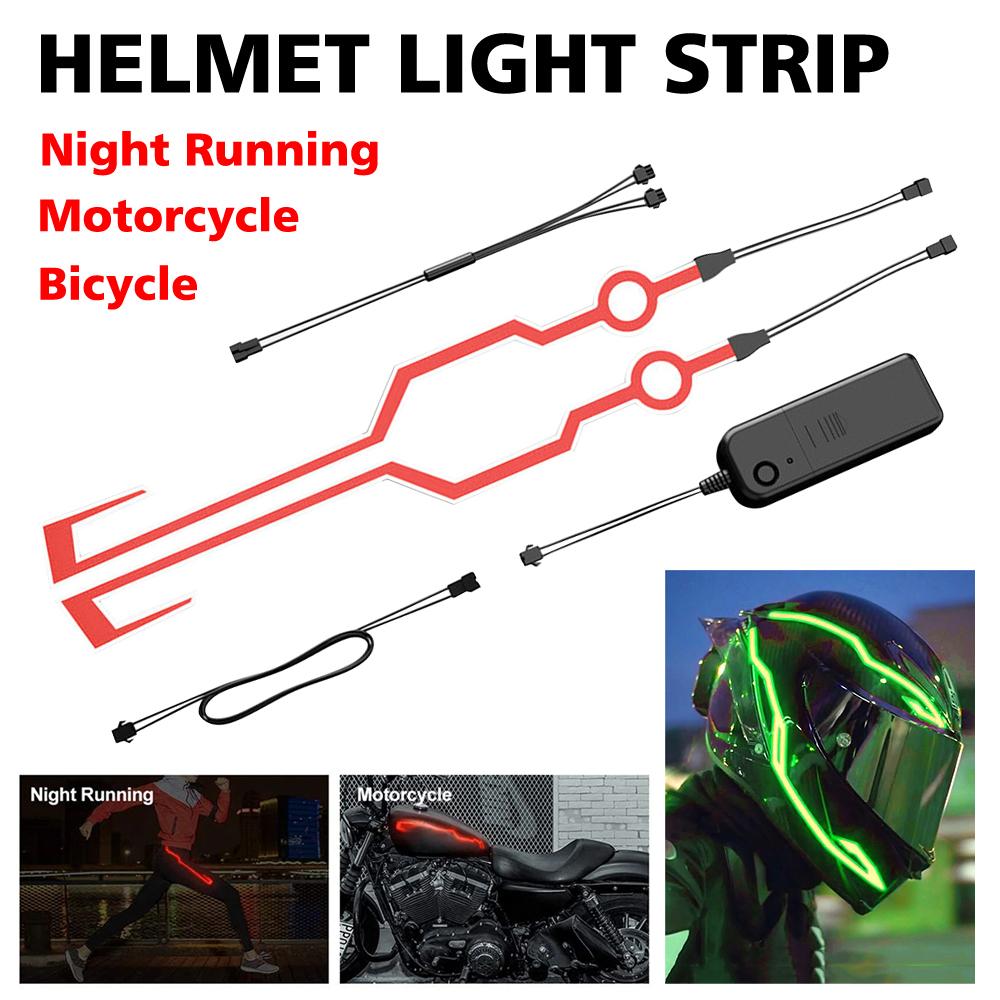New Waterproof Warning Luminous Helmet Modified Motorcycle Bike Helmets Night Lights Network Red Led Strip Riding Accessories