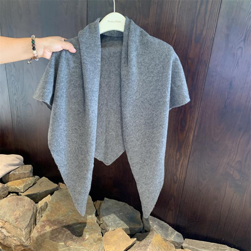 Вогнутый шерстяной 100 шаль увеличенный осень и зима новый теплый треугольный шарф вязаный шарф женский